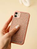 iPhone 11 Uyumlu Pembe Pırlanta Taşlı Kılıf