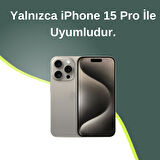 iPhone 15 Pro Uyumlu Premium Titanyum Gri Deri Magsafe Cüzdanlı Kartlıklı Kamera Çerçeve Standlı Kılıf