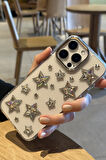iPhone 16 Pro Uyumlu Hologram Kristal Taşlı Yıldızlı Şeffaf Kılıf