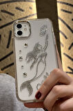 iPhone 12 Uyumlu Taşlı Deniz Kızı Desenli Şeffaf Kılıf