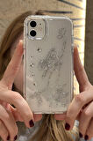 iPhone 12 Uyumlu Taşlı Deniz Kızı Desenli Şeffaf Kılıf