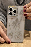 iPhone 14 Pro Max Uyumlu Taşlı Deniz Kızı Desenli Şeffaf Kılıf