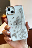 iPhone 15 Uyumlu Taşlı Deniz Kızı Desenli Şeffaf Kılıf