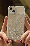 iPhone 15 Uyumlu Taşlı Yunus Balığı Desenli Şeffaf Kılıf