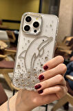 iPhone 15 Pro Max Uyumlu Taşlı Yunus Balığı Desenli Şeffaf Kılıf