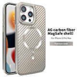 iPhone 15 Pro Max Uyumlu Titanyum Çöl Karbon Fiber MagSafe Özellikli Kılıf