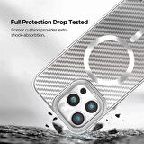 iPhone 16 Pro Max Uyumlu Titanyum Gri Karbon Fiber MagSafe Özellikli Kılıf