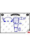 Hyundai Accent 1994-2000 Torpido Konsol Trim Göğüs Maun Kaplama Set 8 Parça Mavi