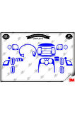 Hyundai Accent Era  2006-2010 Torpido Konsol Trim Göğüs Maun Kaplama Set 27 Parça Mavi