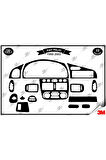 Fiat Palio 1998-2002 Torpido Konsol Trim Göğüs Maun Kaplama Set 15 Parça Siyah