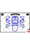Peugeot 307 2004-2008 Torpido Konsol Trim Göğüs Maun Kaplama Set 13 Parça Mavi