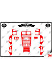 Seat İbiza 1999-2002 Torpido Konsol Trim Göğüs Maun Kaplama Set 14 Parça Kırmızı