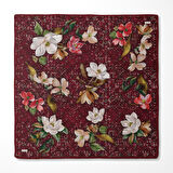Çiçek Desenli Twill İpek Eşarp-0942