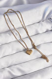 316L Çelik Özel Seri  Gold Renk Kalp Model Love Kolye