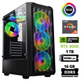 Xaser Delux X58 Ryzen 5 7600 16GB DDR5 Ram 1TB M.2 NVMe SSD 6GB RTX3050 Masaüstü Oyuncu Bilgisayarı