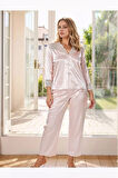 6 Parça Çeyizlik & Hediyelik Gecelik Sabahlık Pijama Takımı Kutulu Saten Set LA.L01.I1.SS010