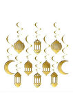 (3,LÜ)ya Şehri Ramazan Temalı 10 Lu 3d Tavan Süs Ramazan Bayramı Altın Renginde Süs 11 Ayın Sultanı