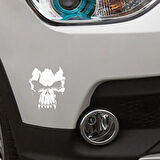 Beyaz Kuru Kafa Cadılar Bayramı Sticker Etiket 14CM 2 Adet