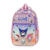 İlkokul Çantası Kuromi 2'li Set 40*30 Cm Beslenme Çantası Ortopedik Sırt Çantası Kız Çocuk