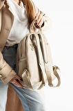 Vegan Deri Kadın Sırt Çantası 35*25 Cm Yağmur İtici Kumaş Mega Bag Günlük Kullanıma Uygun