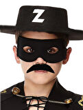 himarry himarry Siyah Renk Zorro Şapkası Zorro Maskesi ve Zorro Bıyık Çocuk Boy