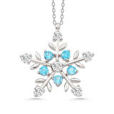 himarry himarry Gümüş Işıklı Kutulu Aquamarine Taşlı Kar Tanesi Kadın Kolye