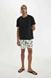 DeFacto Regular Fit Desenli File Astarlı Kısa Boy Deniz Şortu B7465AX24HSBG714