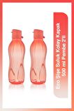Eco Şişe Kolay Kapak 2'li Suluk ve Matara Pembe 500ml