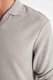 DeFacto Açık Haki Regular Fit Polo Yaka Jakarlı Triko Sweatshirt A9785AX24AUKH488