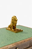 UĞUR MOBİLYA Altın Kaplama Heybetli Aslan Heykeli (İSME ÖZEL) GOLD LION