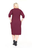 Çift Cepli Kışlık Büyük Beden Esnek Elbise 8C-2733