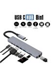 8 In 1 Ethernet Sd Usb Type C Hub Hdmı Girişli Macbook Çevirici 8in1