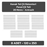 KONAK TEL ÇİT SİSTEMLERİ 8 ADET PANEL ÇİT TELİ 120X250 CM ANTRASİT