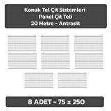 KONAK TEL ÇİT SİSTEMLERİ 8 ADET PANEL ÇİT TELİ 75X250 CM ANTRASİT