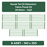 KONAK TEL ÇİT SİSTEMLERİ 8 ADET PANEL ÇİT TELİ 150X250 CM + 8 ADET PANEL ÇİT DİREĞİ 150 CM YEŞİL