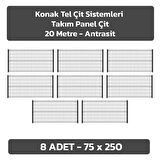 KONAK TEL ÇİT SİSTEMLERİ 8 ADET PANEL ÇİT TELİ 75X250 CM + 8 ADET PANEL ÇİT DİREĞİ 75 CM ANTRASİT
