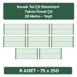KONAK TEL ÇİT SİSTEMLERİ 8 ADET PANEL ÇİT TELİ 75X250 CM + 8 ADET PANEL ÇİT DİREĞİ 75 CM YEŞİL