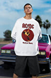 AC DC Back In Black Yazılı Unisex Oversize Rock Metal Sweatshirt