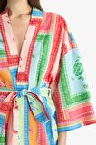 DeFacto Regular Fit Desenli Kuşaklı Pamuklu Kimono-Fall in Love D0453AX25SPPN206