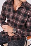 Bordo Beyaz Çizgili Slimfit Oduncu Gömlek