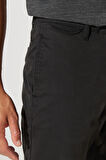 Erkek Siyah Comfort Fit Rahat Kesim Pamuklu Diyagonal Desenli Esnek Pantolon
