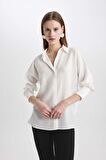 DeFacto Loose Fit Tensel Uzun Kollu Gömlek B0752AX24SPWT32