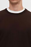 Ds Damat Regular Fit Kahverengi Tüylenme Yapmayan Bisiklet Yaka Triko Kazak 5HF06ORT12004