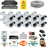 10 Kameralı Set - 5 Mp 1940P Sensör 6 Megapiksel Sony Lens Metal Kasa Ip Güvenlik Kamerası Seti
