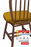 XPERMATE StandartFit Oval Sandalye Minderi Fermuarlı Yıkanabilir Kılıf Bağcıklı Su ve Yağ İtici 42x42x5 Hardal