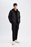 DeFacto Slim Fit Dar Kesim Çıkarılabilir Kapüşonlu Fermuarlı Çift Cepli Mevsimlik Hafif Bomber Mont Ceket C5908AX24WNBK27