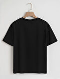 Unisex Oversize Bisiklet Yaka Düz Basic T-Shirt - SİYAH