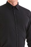 Erkek Siyah Slim Fit Pamuklu Uzun Kollu Gömlek