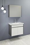 Aden 65 Cm Banyo Dolabı - Antrasit / Beyaz (Boy Dolap Hariç)