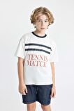 DeFacto Erkek Çocuk Oversize Fit Bisiklet Yaka Baskılı Kısa Kollu Tişört C4904A824HSER105
